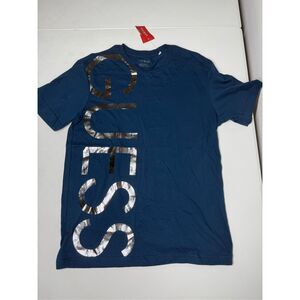 NWT GUESS Los Angeles Men’s Short Sleeve T-Shirt Size M Blue w/Dark Silver